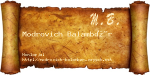 Modrovich Balambér névjegykártya